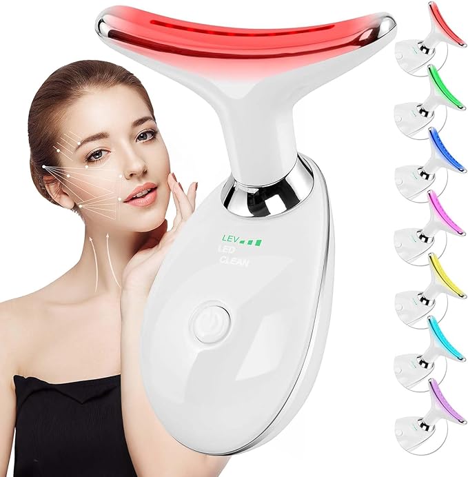 ✨ جهاز مساج الوجه والرقبة 7 ألوان LED | 7-Color LED Facial & Neck Massager – إشراقة، نضارة وشد البشرة