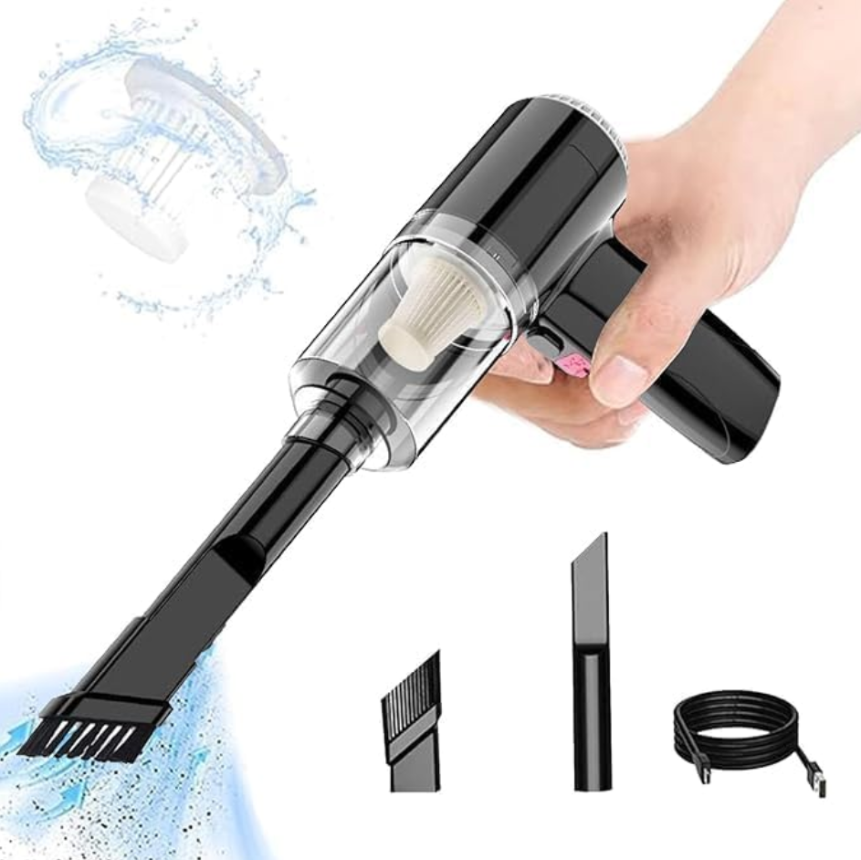 Cordless Handheld Car Vacuum Cleaner & Air Duster | 2-in-1 Portable Mini Vacuum with LED Light, 120W High Power, Multi-Nozzles for Car, Home & Office